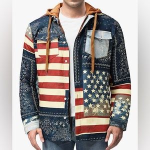 Unique Retro Print Hooded Jacket